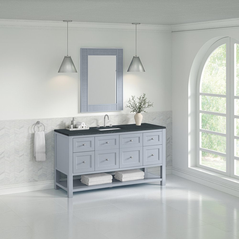 James Martin - Breckenridge 60" Single Vanity, Serenity Blue, w/ 3 CM Charcoal Soapstone Quartz Top - 330-V60S-SRB-3CSP view 4