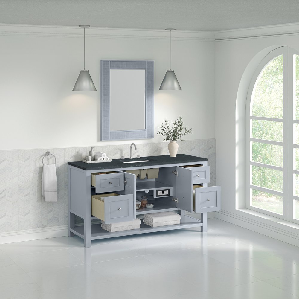 James Martin - Breckenridge 60" Single Vanity, Serenity Blue, w/ 3 CM Charcoal Soapstone Quartz Top - 330-V60S-SRB-3CSP view 5