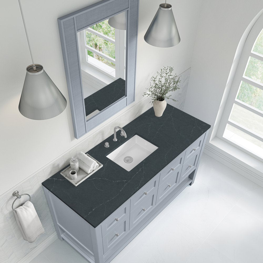 James Martin - Breckenridge 60" Single Vanity, Serenity Blue, w/ 3 CM Charcoal Soapstone Quartz Top - 330-V60S-SRB-3CSP view 7