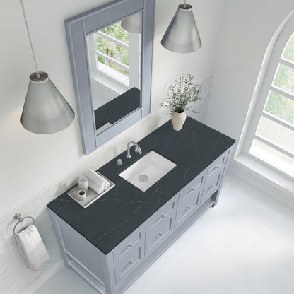 James Martin - Breckenridge 60" Single Vanity, Serenity Blue, w/ 3 CM Charcoal Soapstone Quartz Top - 330-V60S-SRB-3CSP view 7