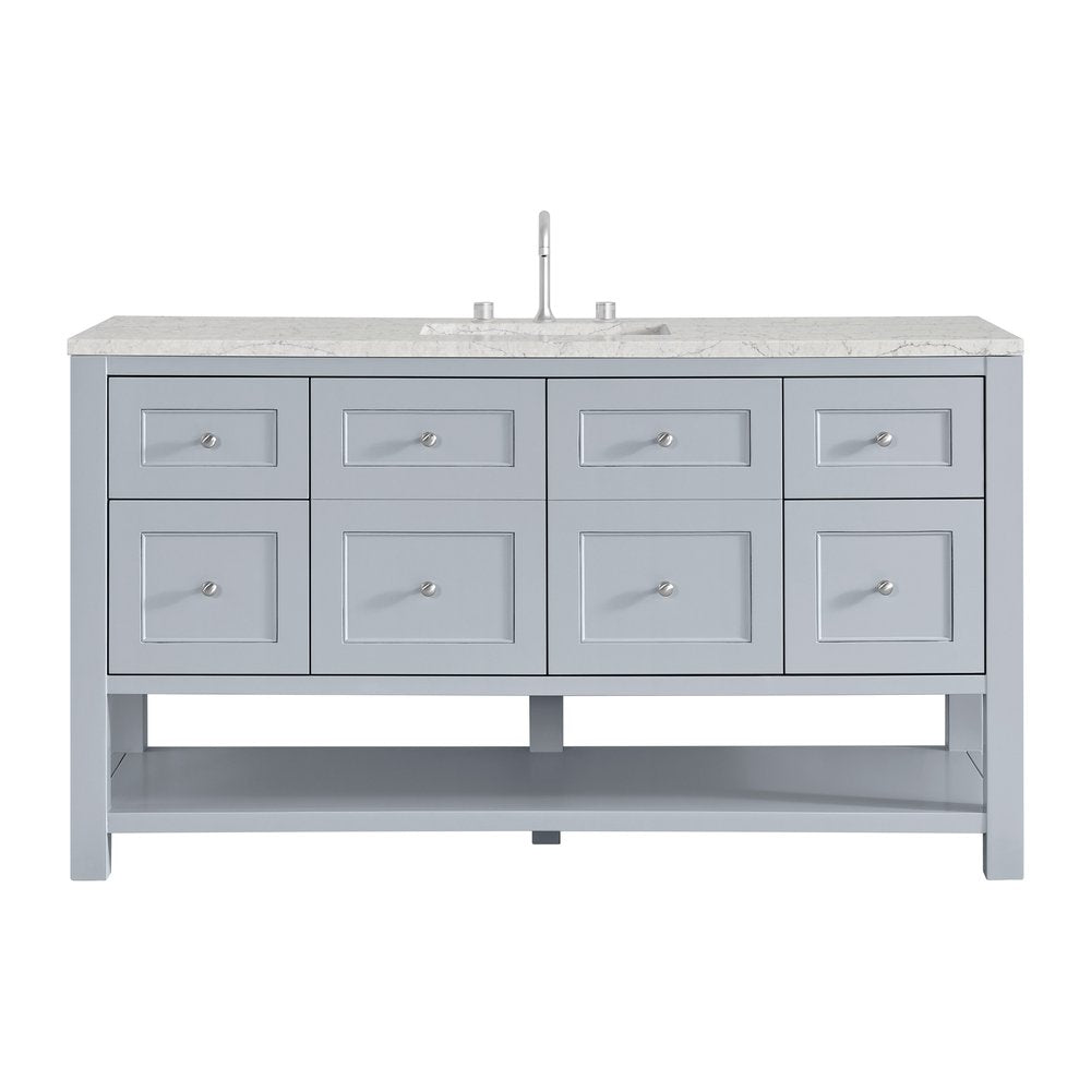 James Martin - Breckenridge 60" Single Vanity, Serenity Blue, w/ 3 CM Eternal Jasmine Pearl Quartz Top - 330-V60S-SRB-3EJP view 1