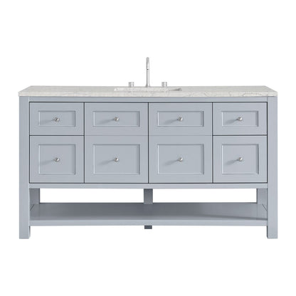 James Martin - Breckenridge 60" Single Vanity, Serenity Blue, w/ 3 CM Eternal Jasmine Pearl Quartz Top - 330-V60S-SRB-3EJP view 1