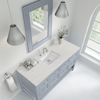 James Martin - Breckenridge 60" Single Vanity, Serenity Blue, w/ 3 CM Eternal Jasmine Pearl Quartz Top - 330-V60S-SRB-3EJP view 7