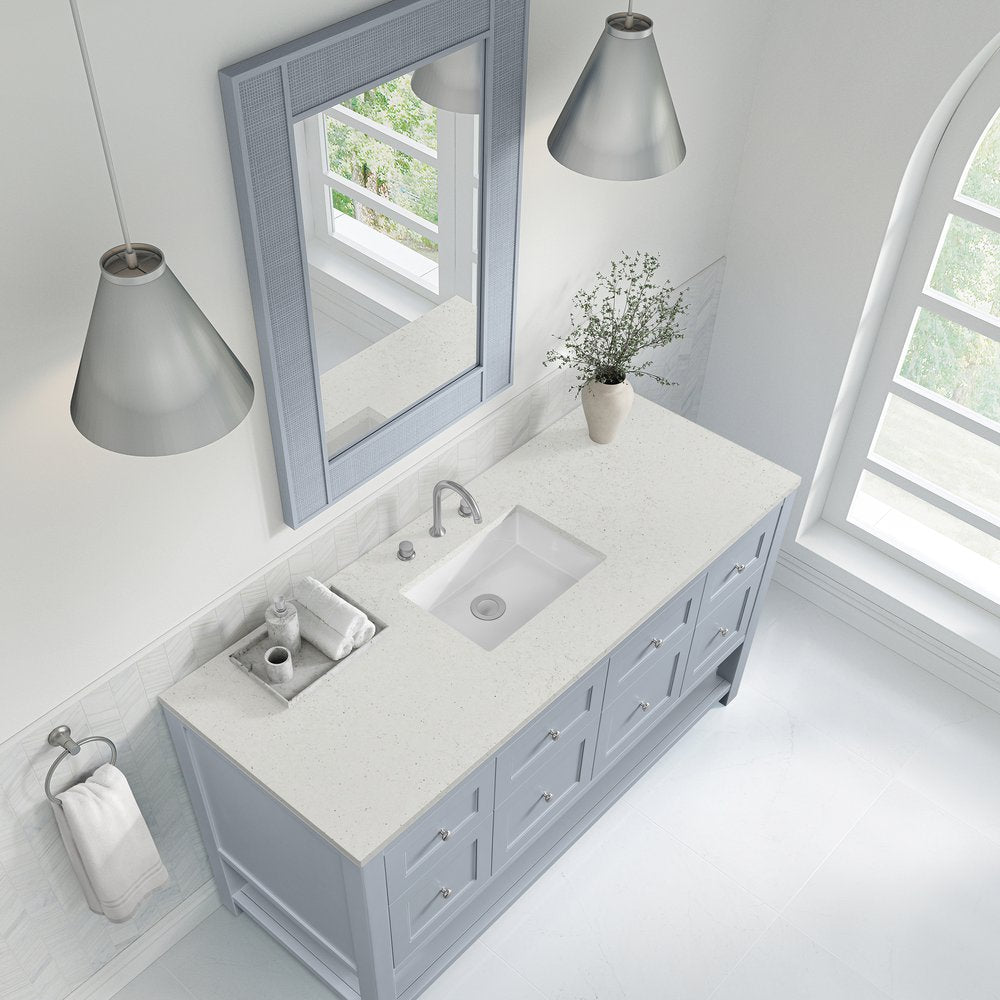 James Martin - Breckenridge 60" Single Vanity, Serenity Blue, w/ 3 CM Lime Delight Quartz Top - 330-V60S-SRB-3LDL view 7