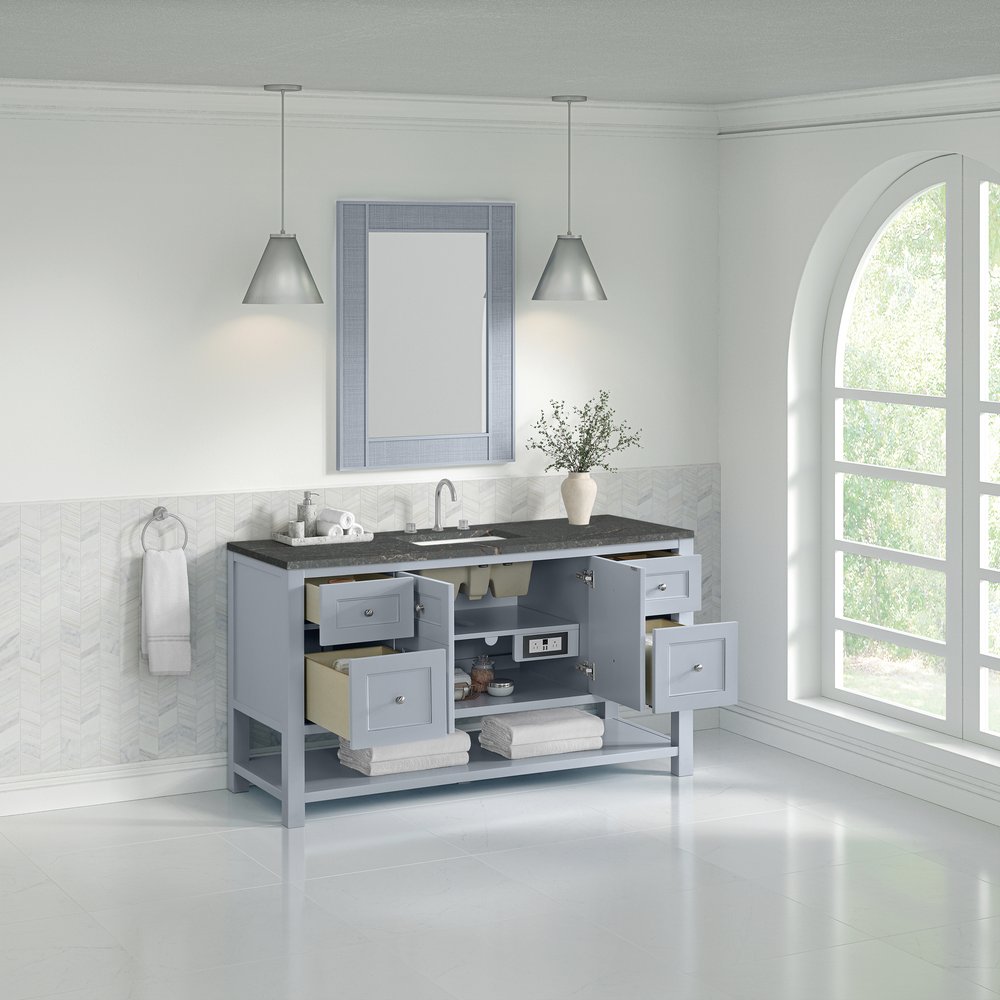 James Martin - Breckenridge 60" Single Vanity, Serenity Blue w/ 3 CM Parisien Bleu Top - 330-V60S-SRB-3PBL view 5