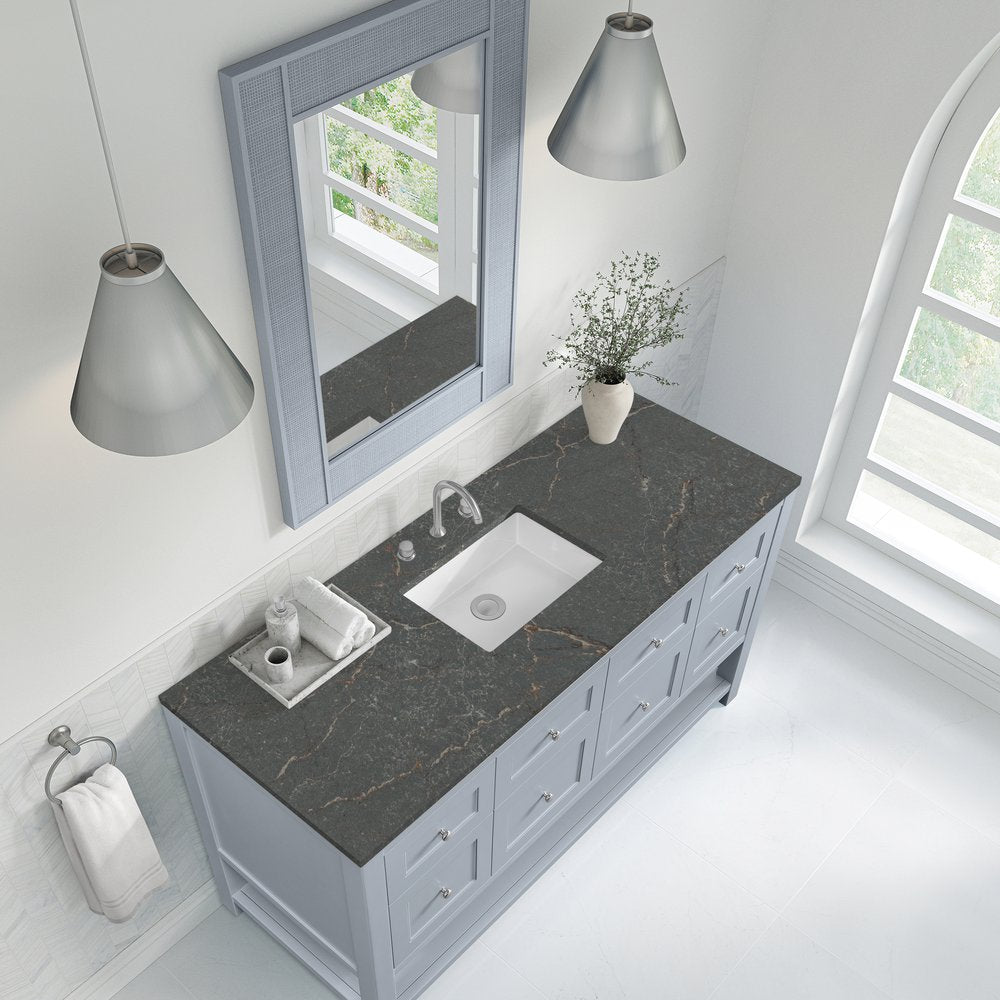 James Martin - Breckenridge 60" Single Vanity, Serenity Blue w/ 3 CM Parisien Bleu Top - 330-V60S-SRB-3PBL view 7