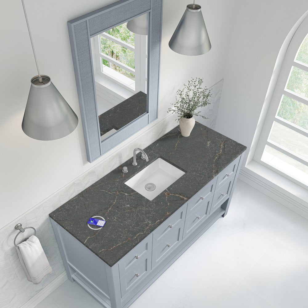 James Martin - Breckenridge 60" Single Vanity, Serenity Blue w/ 3 CM Parisien Bleu Top w/ FreePower Wireless Charger - 330-V60S-SRB-FPBL view 8