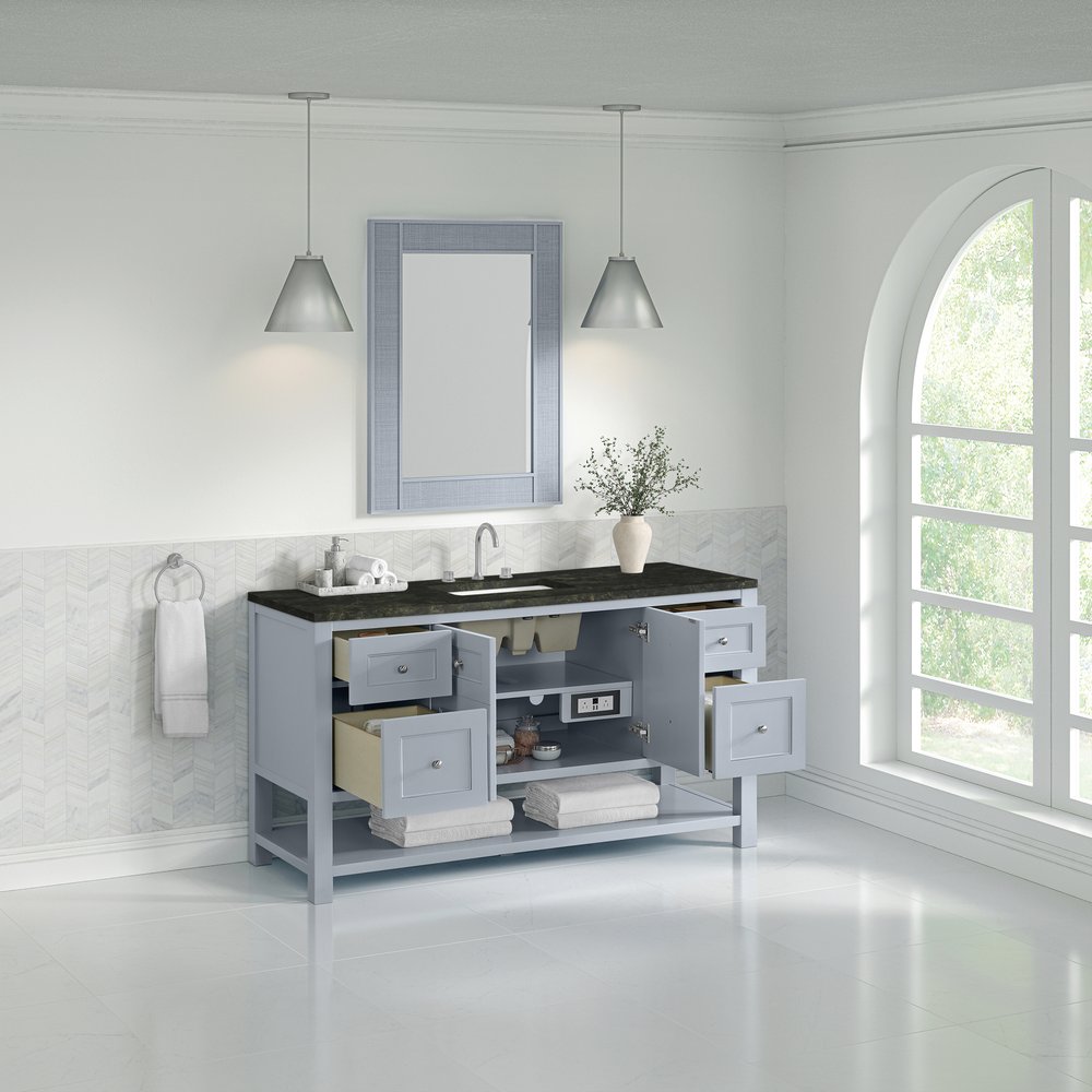 James Martin - Breckenridge 60" Single Vanity, Serenity Blue, w/ 3 CM Phantome Eclos Top - 330-V60S-SRB-3PHT view 5