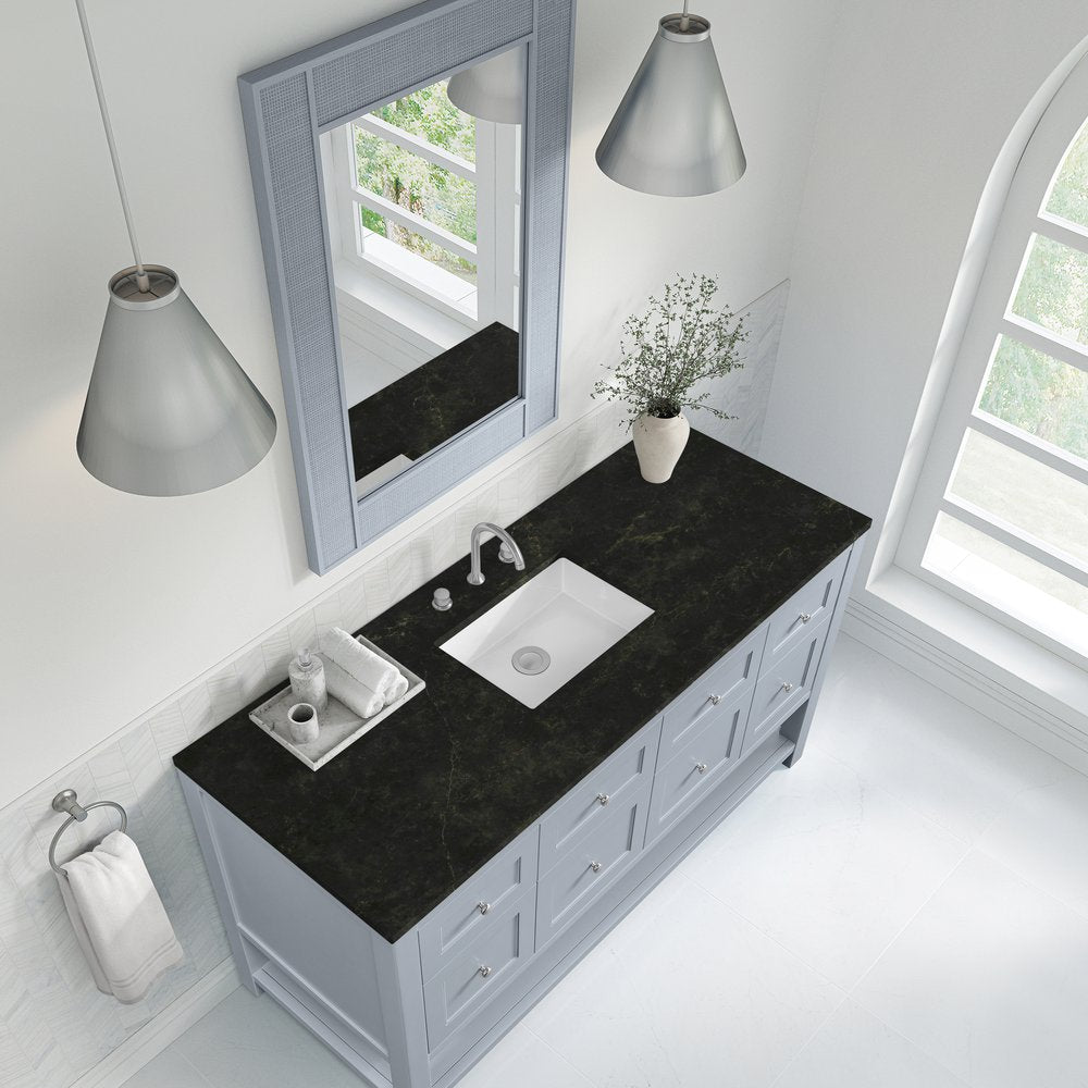 James Martin - Breckenridge 60" Single Vanity, Serenity Blue, w/ 3 CM Phantome Eclos Top - 330-V60S-SRB-3PHT view 7