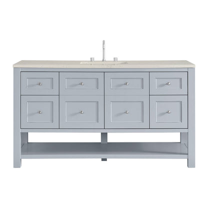 James Martin - Breckenridge 60" Single Vanity, Serenity Blue, w/ 3 CM Siberian Silestone Top - 330-V60S-SRB-3SFR view 1