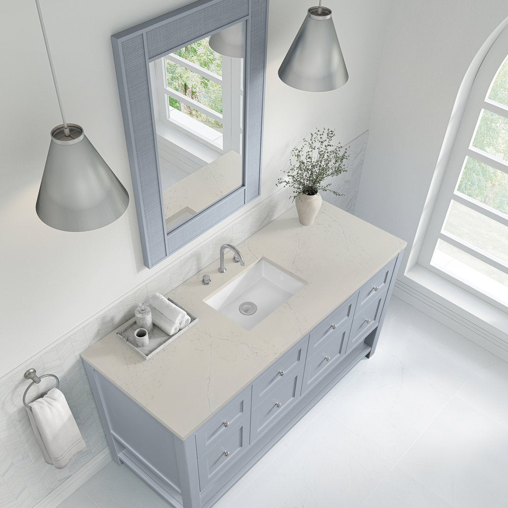 James Martin - Breckenridge 60" Single Vanity, Serenity Blue, w/ 3 CM Siberian Silestone Top - 330-V60S-SRB-3SFR view 7