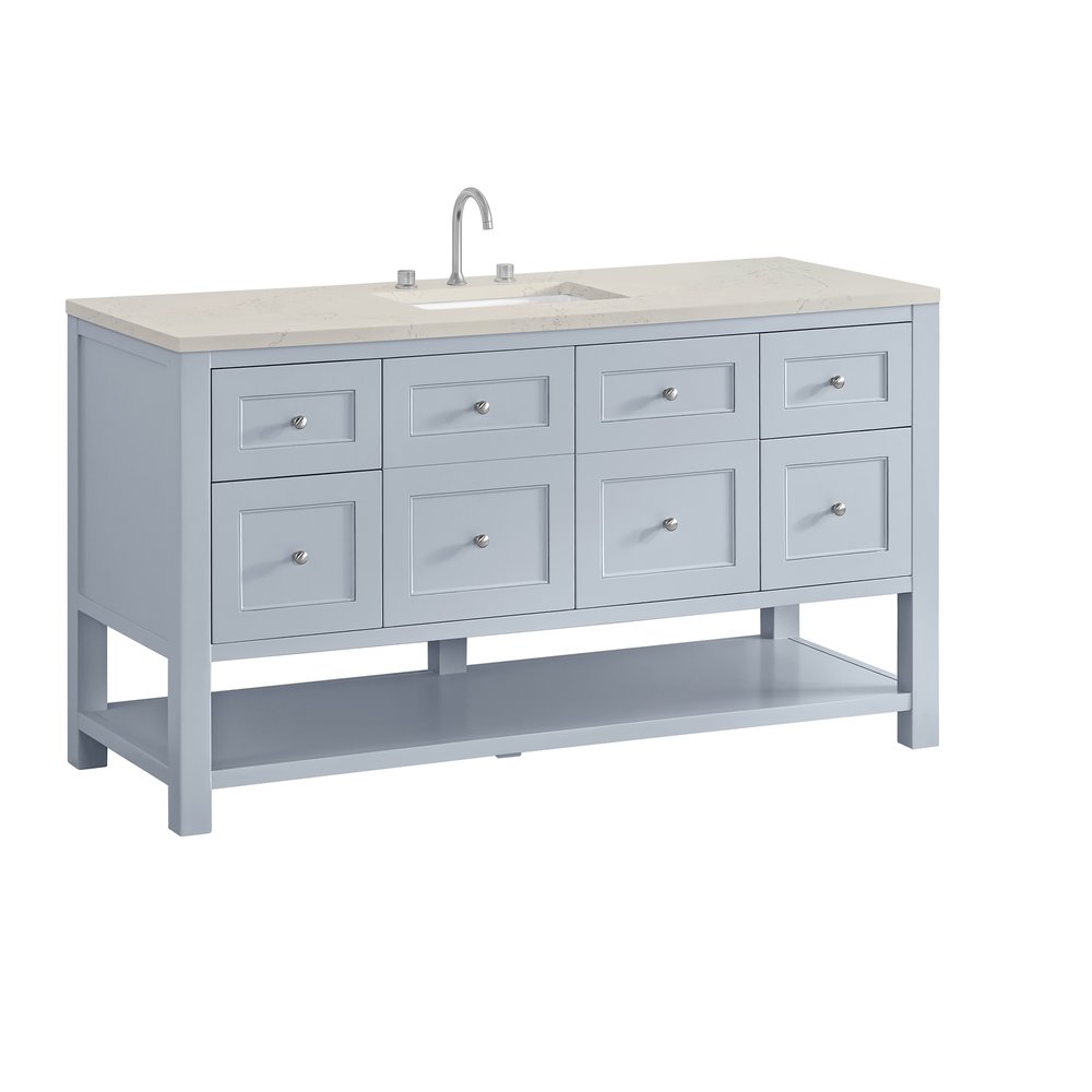 James Martin - Breckenridge 60" Single Vanity, Serenity Blue, w/ 3 CM Siberian Silestone Top - 330-V60S-SRB-3SFR view 10
