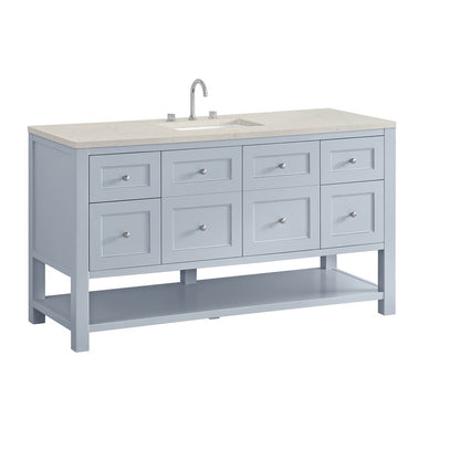 James Martin - Breckenridge 60" Single Vanity, Serenity Blue, w/ 3 CM Siberian Silestone Top - 330-V60S-SRB-3SFR view 10