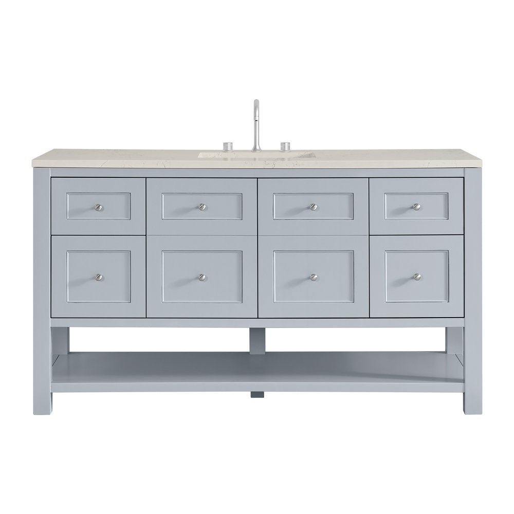 James Martin - Breckenridge 60" Single Vanity, Serenity Blue, w/ 3 CM Siberian Silestone Top w/FreePower Wireless Charger - 330-V60S-SRB-FSFR view 1