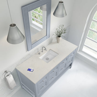 James Martin - Breckenridge 60" Single Vanity, Serenity Blue, w/ 3 CM Siberian Silestone Top w/FreePower Wireless Charger - 330-V60S-SRB-FSFR view 7
