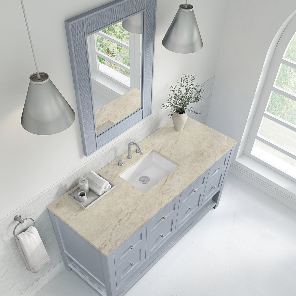 James Martin - Breckenridge 60" Single Vanity, Serenity Blue, w/ 3 CM Tajnar Eclos Top - 330-V60S-SRB-3TJR view 7