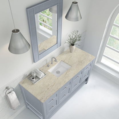 James Martin - Breckenridge 60" Single Vanity, Serenity Blue, w/ 3 CM Tajnar Eclos Top - 330-V60S-SRB-3TJR view 7