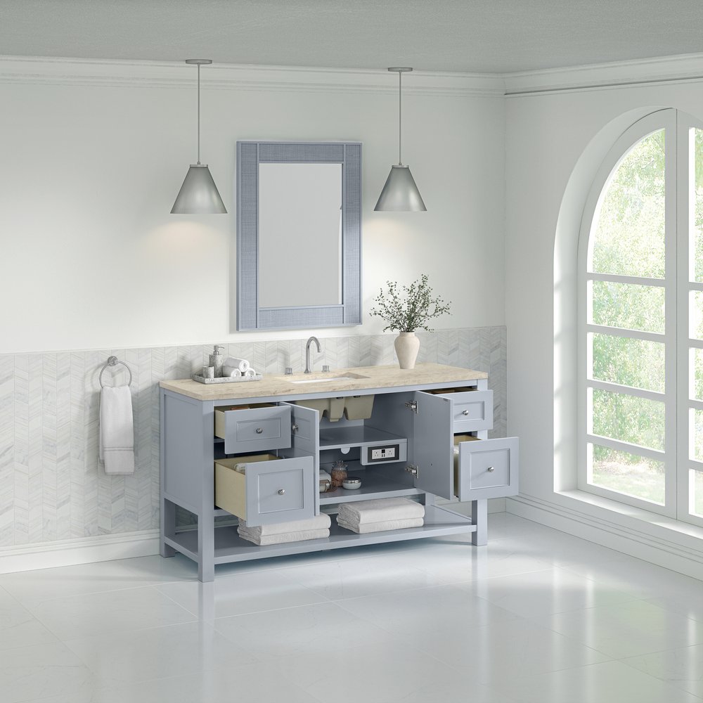 James Martin - Breckenridge 60" Single Vanity, Serenity Blue, w/ 3 CM Tajnar Eclos Top w/FreePower Wireless Charger - 330-V60S-SRB-FTJR view 5