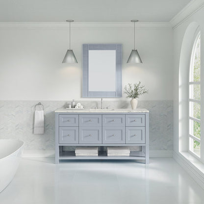 James Martin - Breckenridge 60" Single Vanity, Serenity Blue, w/ 3 CM Victorian Silver Quartz Top - 330-V60S-SRB-3VSL view 3