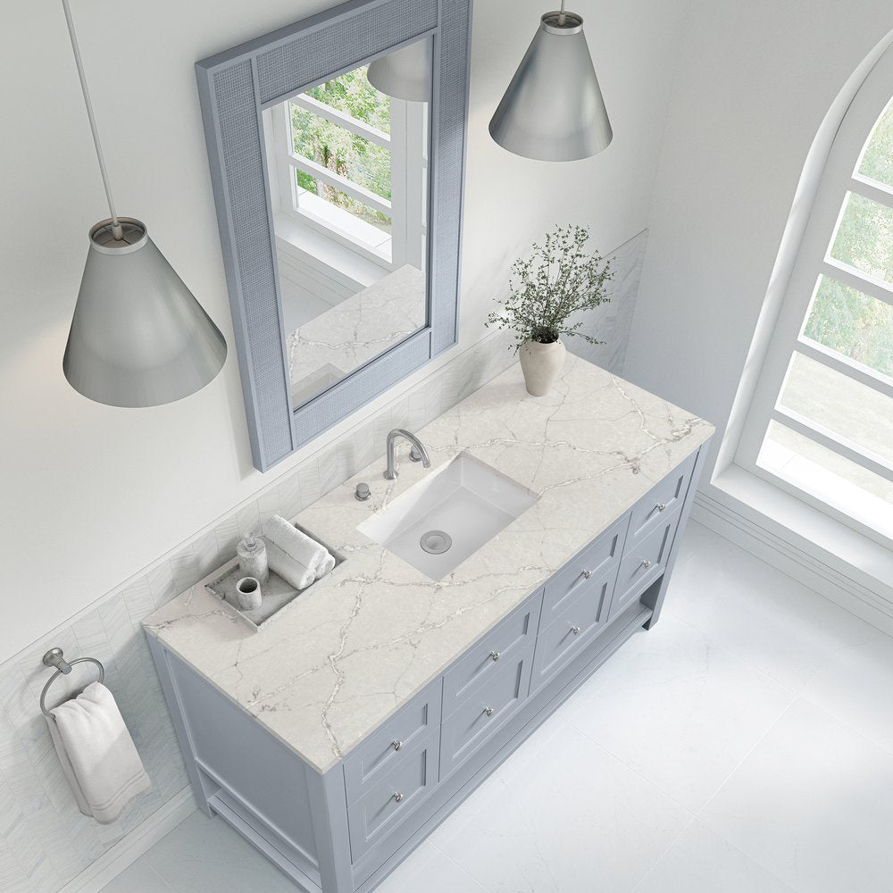James Martin - Breckenridge 60" Single Vanity, Serenity Blue, w/ 3 CM Victorian Silver Quartz Top - 330-V60S-SRB-3VSL view 7