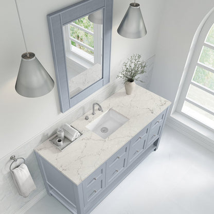 James Martin - Breckenridge 60" Single Vanity, Serenity Blue, w/ 3 CM Victorian Silver Quartz Top - 330-V60S-SRB-3VSL view 7