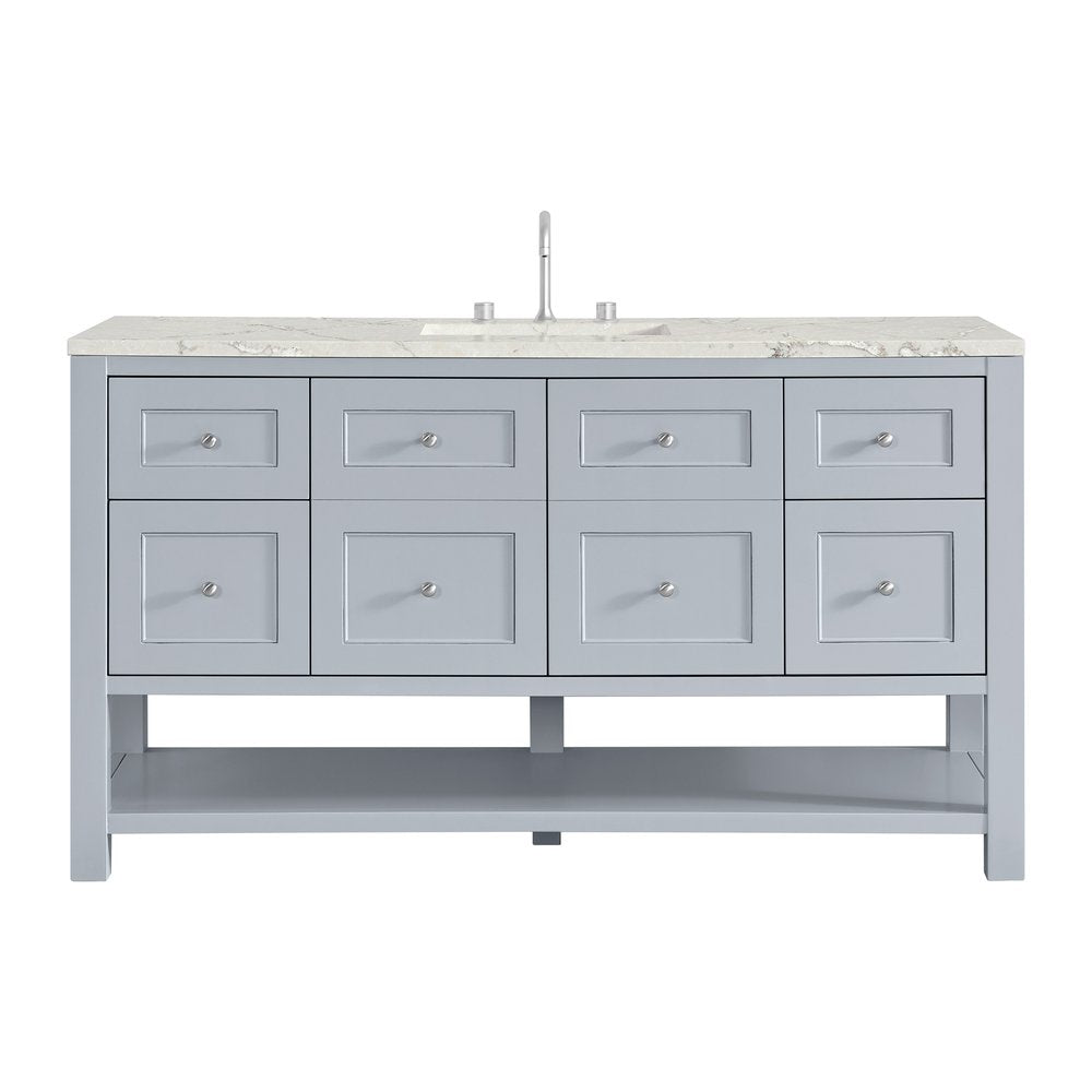 James Martin - Breckenridge 60" Single Vanity, Serenity Blue, w/ 3 CM Victorian Silver Silestone Top w/ FreePower Wireless Charger - 330-V60S-SRB-FVSL view 1