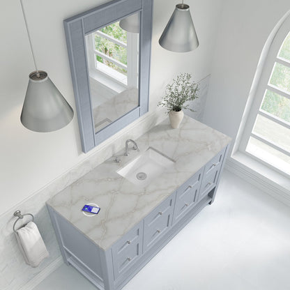 James Martin - Breckenridge 60" Single Vanity, Serenity Blue, w/ 3 CM Victorian Silver Silestone Top w/ FreePower Wireless Charger - 330-V60S-SRB-FVSL view 8