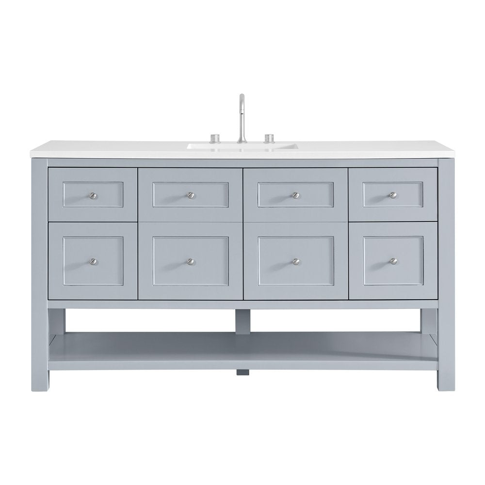 James Martin - Breckenridge 60" Single Vanity, Serenity Blue, w/ 3 CM White Zeus Quartz Top - 330-V60S-SRB-3WZ view 1