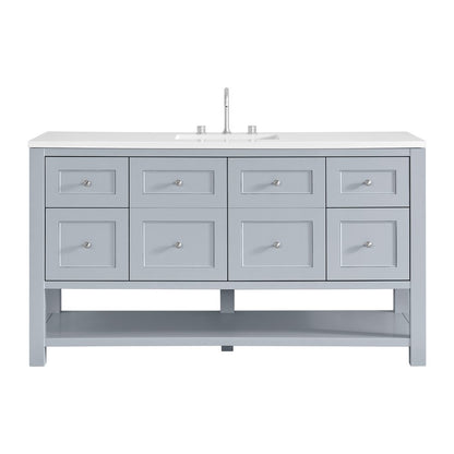 James Martin - Breckenridge 60" Single Vanity, Serenity Blue, w/ 3 CM White Zeus Quartz Top - 330-V60S-SRB-3WZ view 1