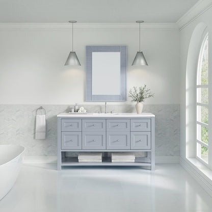 James Martin - Breckenridge 60" Single Vanity, Serenity Blue, w/ 3 CM White Zeus Quartz Top - 330-V60S-SRB-3WZ view 3