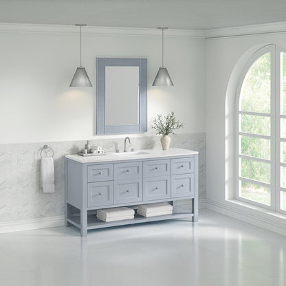 James Martin - Breckenridge 60" Single Vanity, Serenity Blue, w/ 3 CM White Zeus Quartz Top - 330-V60S-SRB-3WZ view 4