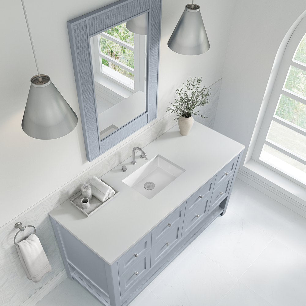 James Martin - Breckenridge 60" Single Vanity, Serenity Blue, w/ 3 CM White Zeus Quartz Top - 330-V60S-SRB-3WZ view 7