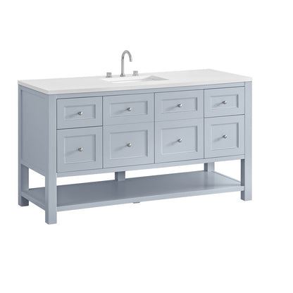 James Martin - Breckenridge 60" Single Vanity, Serenity Blue, w/ 3 CM White Zeus Quartz Top - 330-V60S-SRB-3WZ view 10