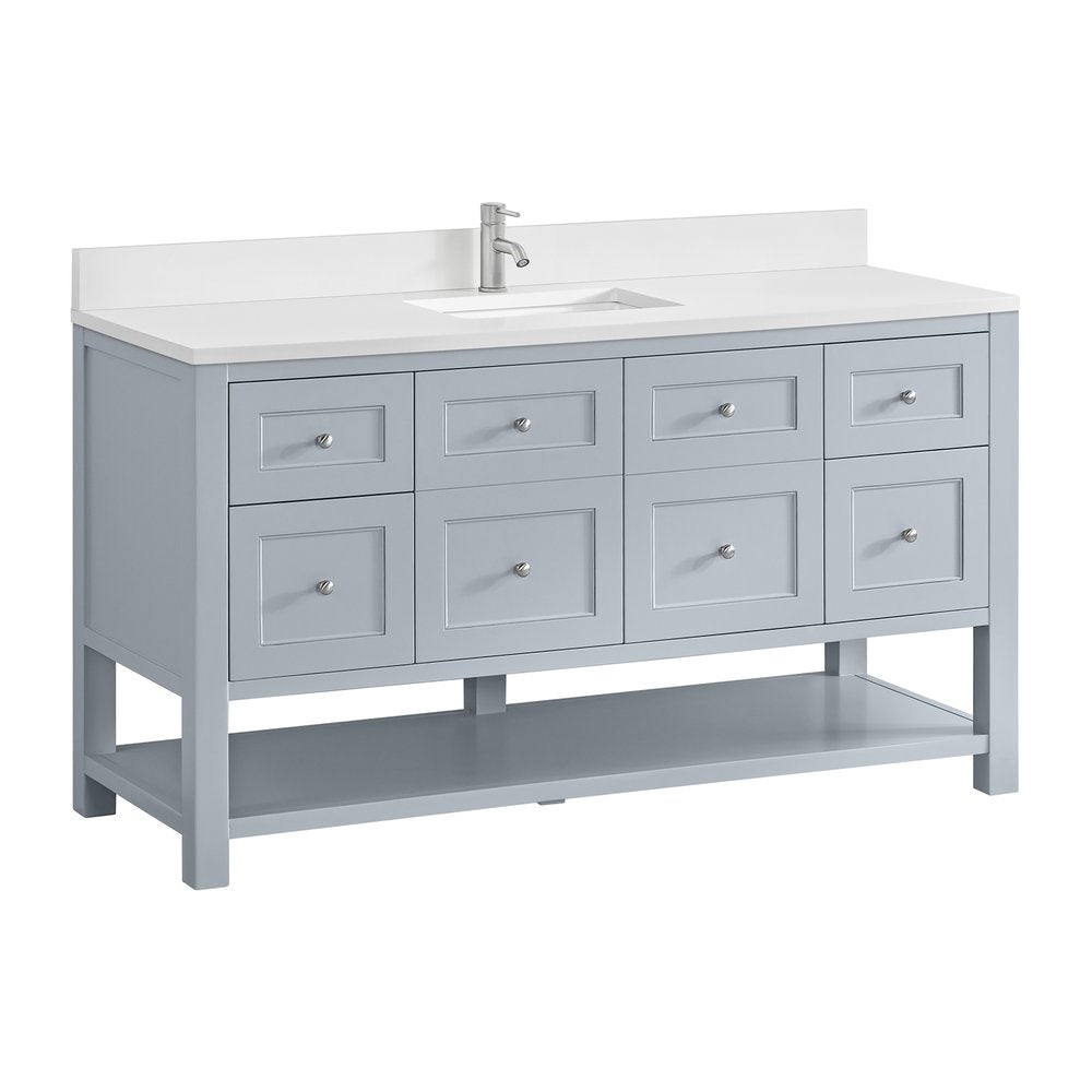 James Martin - Breckenridge 60" Single Vanity, Serenity Blue, w/ Single Hole 3 CM White Zeus Quartz Top & Backsplash - 330-V60S-SRB-1WZ view 10