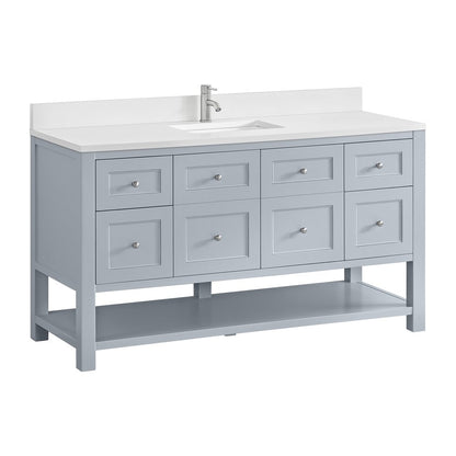 James Martin - Breckenridge 60" Single Vanity, Serenity Blue, w/ Single Hole 3 CM White Zeus Quartz Top & Backsplash - 330-V60S-SRB-1WZ view 10