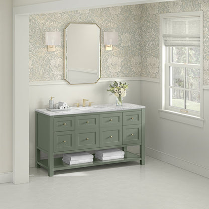 James Martin - Breckenridge 60" Single Vanity, Smokey Celadon, w/ 3 CM Carrara Marble Top - 330-V60S-SC-3CAR view 4