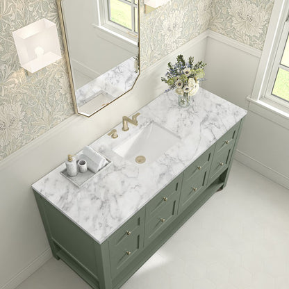 James Martin - Breckenridge 60" Single Vanity, Smokey Celadon, w/ 3 CM Carrara Marble Top - 330-V60S-SC-3CAR view 7