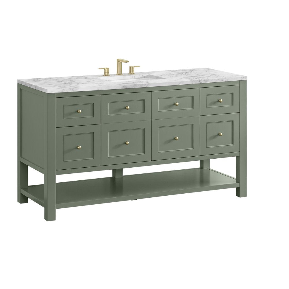 James Martin - Breckenridge 60" Single Vanity, Smokey Celadon, w/ 3 CM Carrara Marble Top - 330-V60S-SC-3CAR view 10