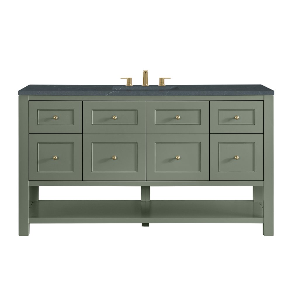James Martin - Breckenridge 60" Single Vanity, Smokey Celadon, w/ 3 CM Charcoal Soapstone Quartz Top - 330-V60S-SC-3CSP view 1