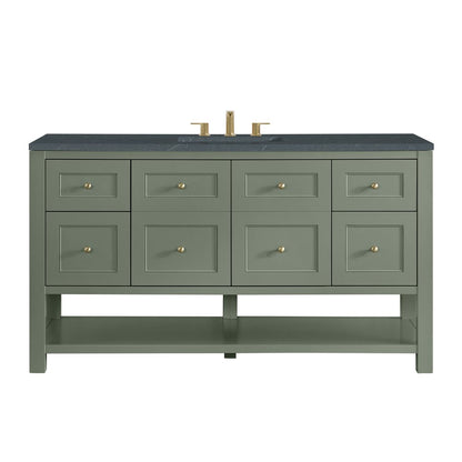 James Martin - Breckenridge 60" Single Vanity, Smokey Celadon, w/ 3 CM Charcoal Soapstone Quartz Top - 330-V60S-SC-3CSP view 1