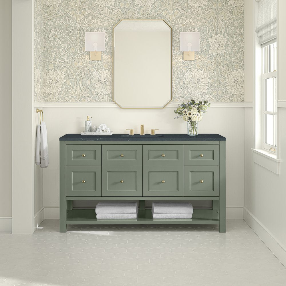 James Martin - Breckenridge 60" Single Vanity, Smokey Celadon, w/ 3 CM Charcoal Soapstone Quartz Top - 330-V60S-SC-3CSP view 3