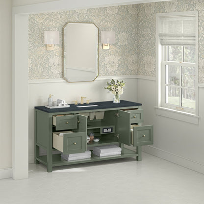 James Martin - Breckenridge 60" Single Vanity, Smokey Celadon, w/ 3 CM Charcoal Soapstone Quartz Top - 330-V60S-SC-3CSP view 5