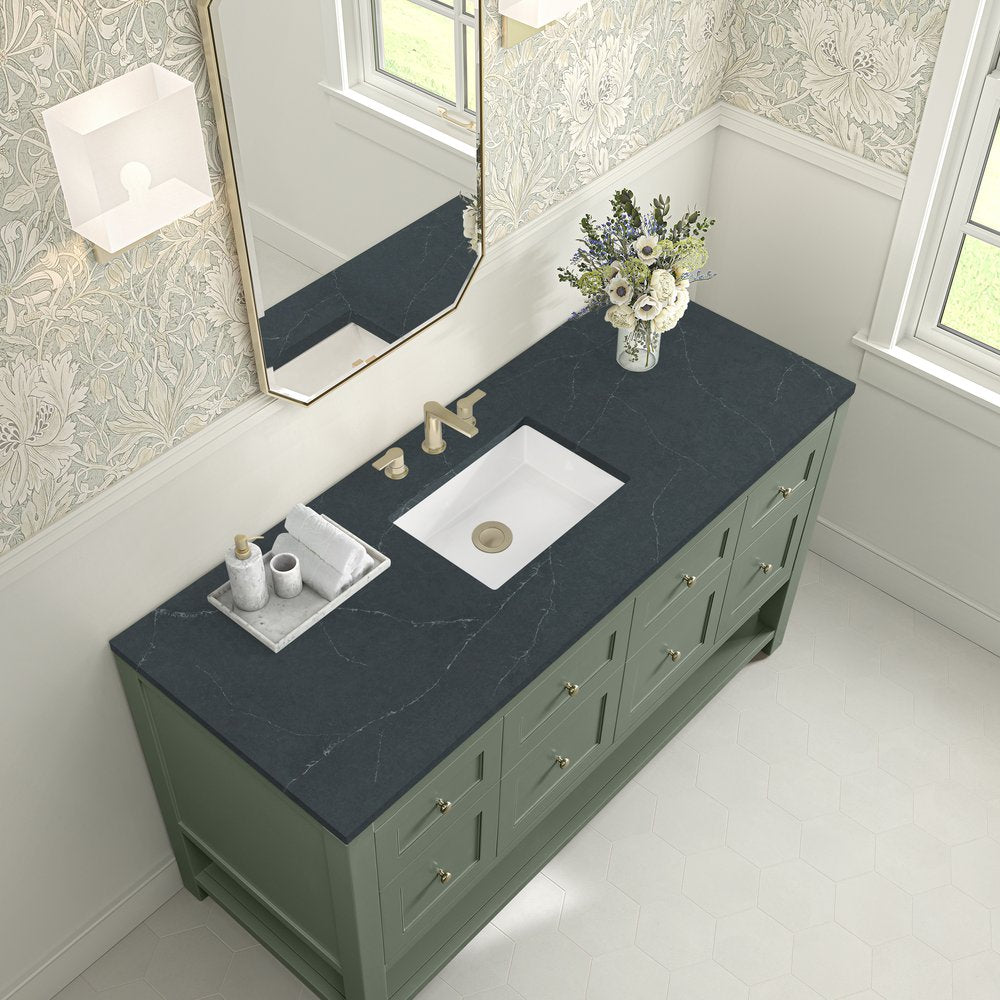 James Martin - Breckenridge 60" Single Vanity, Smokey Celadon, w/ 3 CM Charcoal Soapstone Quartz Top - 330-V60S-SC-3CSP view 7