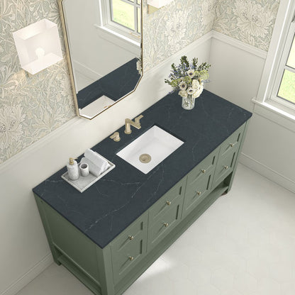 James Martin - Breckenridge 60" Single Vanity, Smokey Celadon, w/ 3 CM Charcoal Soapstone Quartz Top - 330-V60S-SC-3CSP view 7