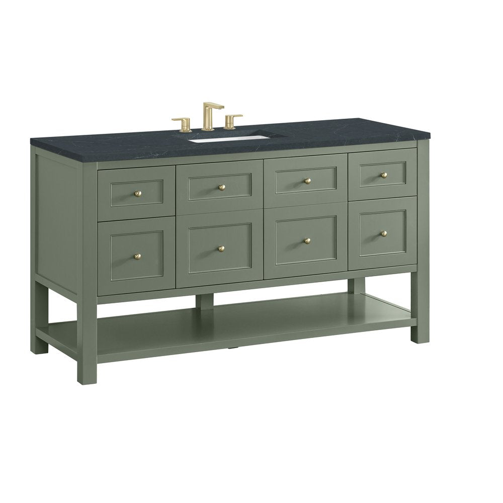 James Martin - Breckenridge 60" Single Vanity, Smokey Celadon, w/ 3 CM Charcoal Soapstone Quartz Top - 330-V60S-SC-3CSP view 10
