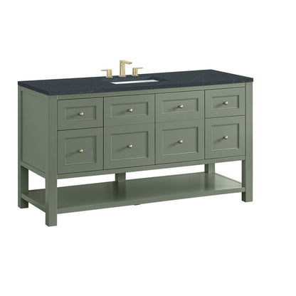 James Martin - Breckenridge 60" Single Vanity, Smokey Celadon, w/ 3 CM Charcoal Soapstone Quartz Top - 330-V60S-SC-3CSP view 10