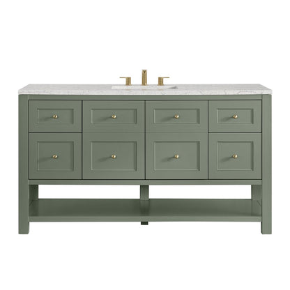 James Martin - Breckenridge 60" Single Vanity, Smokey Celadon, w/ 3 CM Eternal Jasmine Pearl Quartz Top - 330-V60S-SC-3EJP view 1