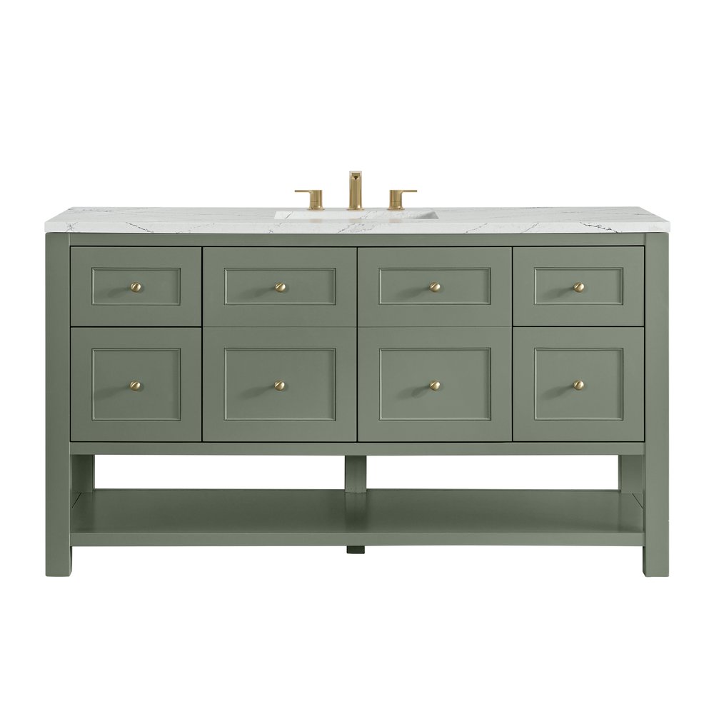 James Martin - Breckenridge 60" Single Vanity, Smokey Celadon, w/ 3 CM Ethereal Noctis Quartz Top - 330-V60S-SC-3ENC view 1