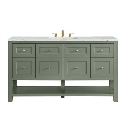 James Martin - Breckenridge 60" Single Vanity, Smokey Celadon, w/ 3 CM Ethereal Noctis Quartz Top - 330-V60S-SC-3ENC view 1