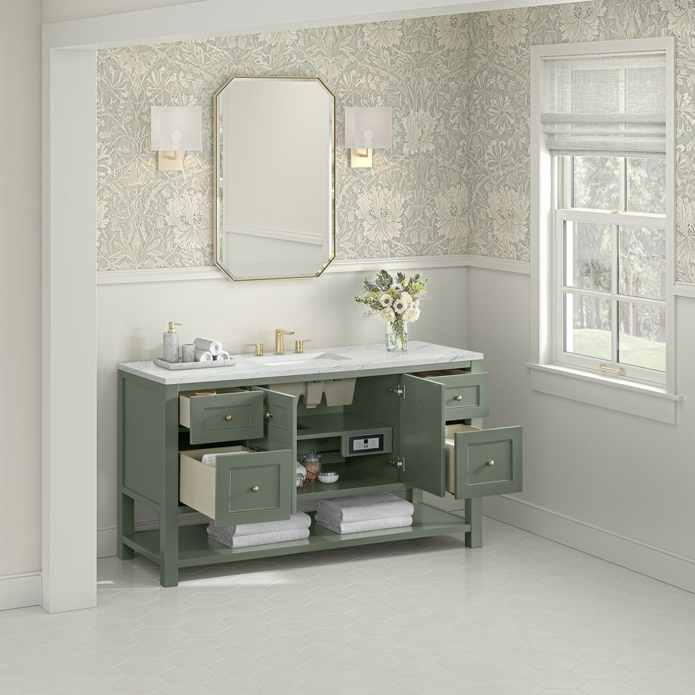 James Martin - Breckenridge 60" Single Vanity, Smokey Celadon, w/ 3 CM Ethereal Noctis Quartz Top - 330-V60S-SC-3ENC view 5